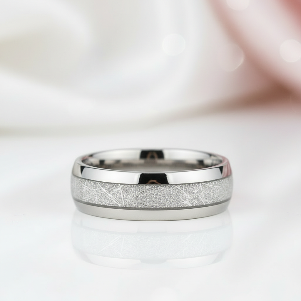 8mm Men's Wedding Band with Meteorite Inlay-Black Diamonds New York