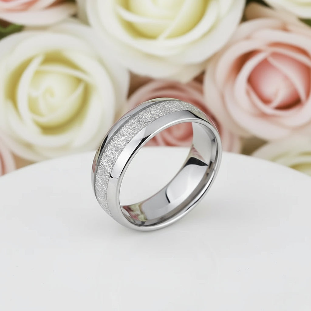 8mm Men's Wedding Band with Meteorite Inlay-Black Diamonds New York