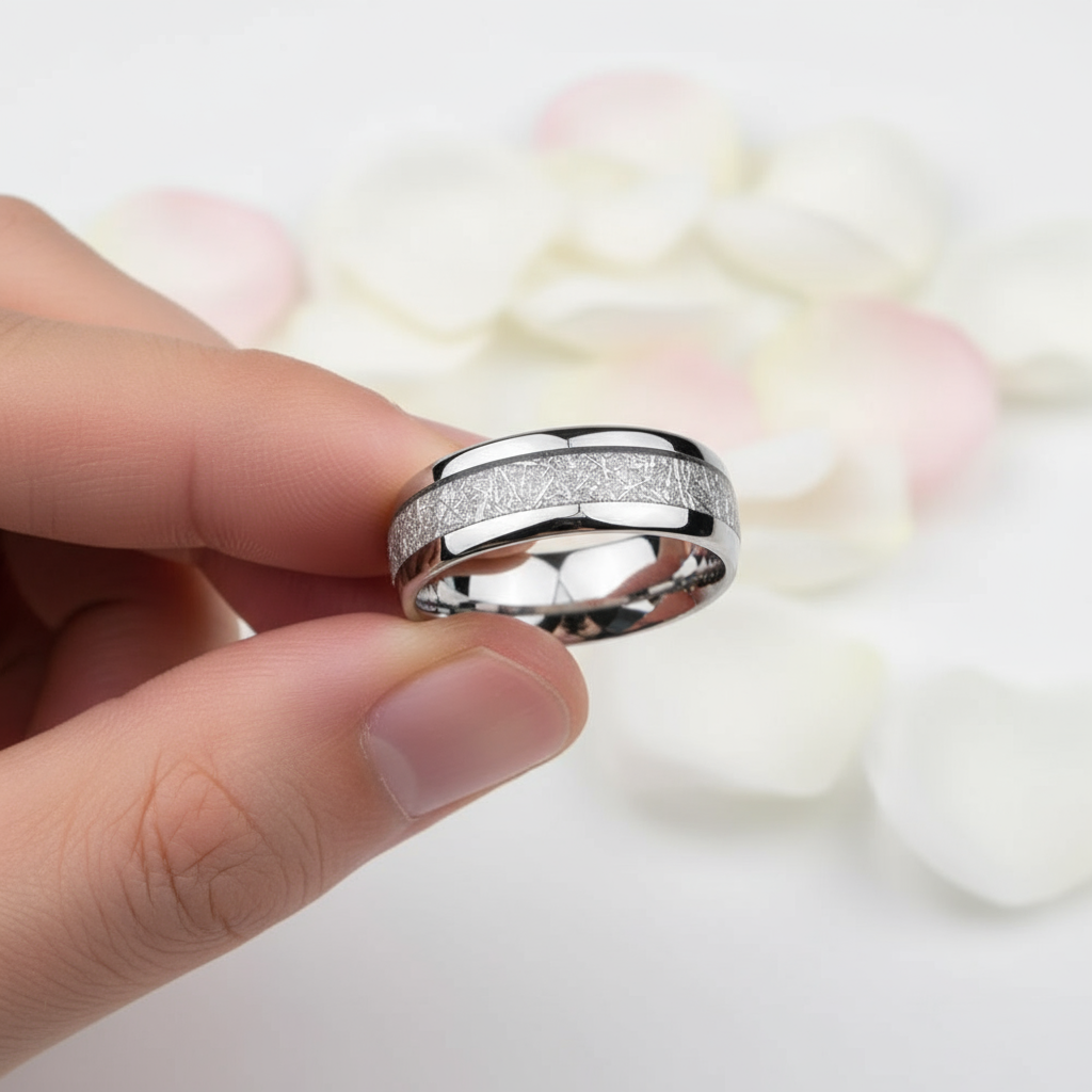 8mm Men's Wedding Band with Meteorite Inlay-Black Diamonds New York