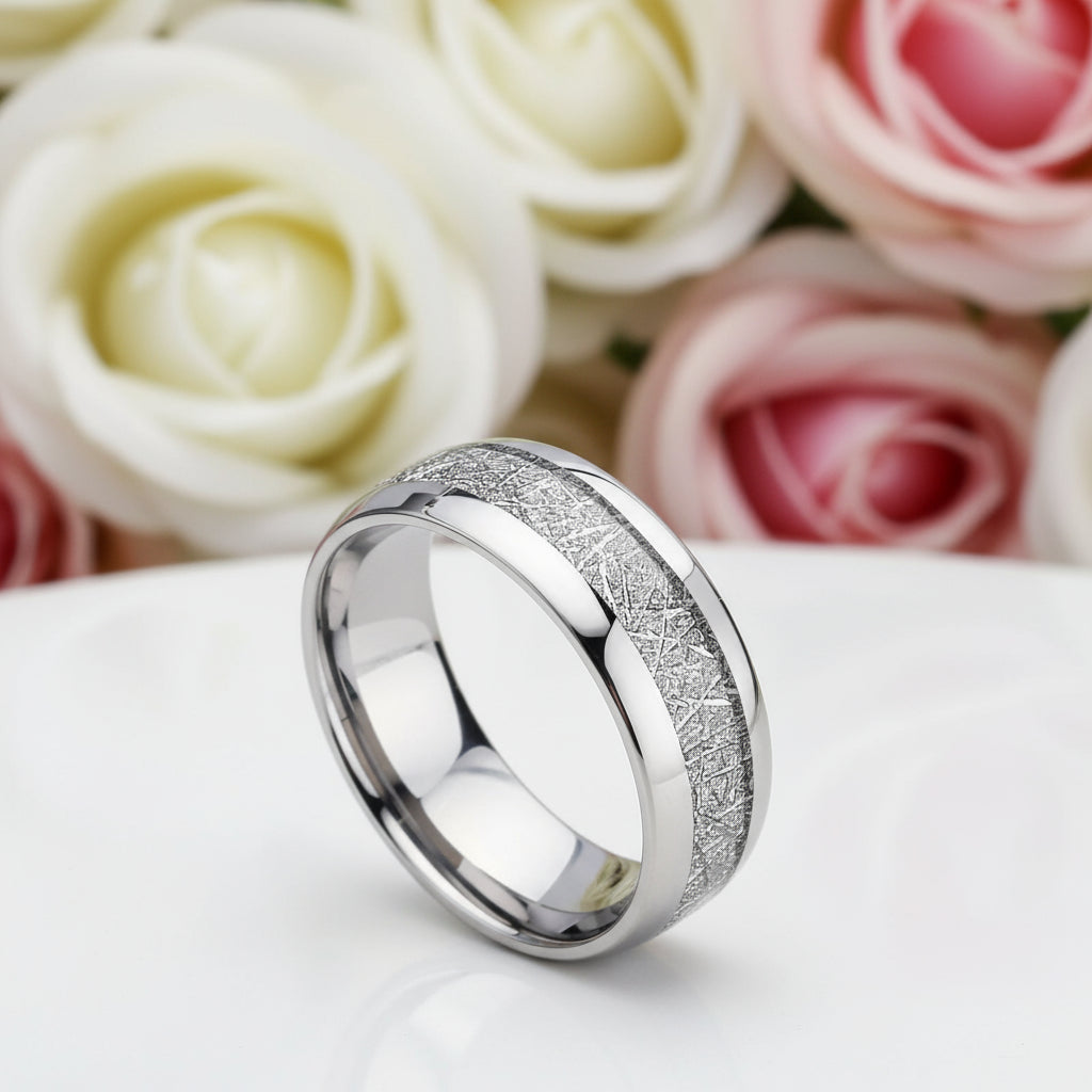 8mm Men's Wedding Band with Meteorite Inlay-Black Diamonds New York