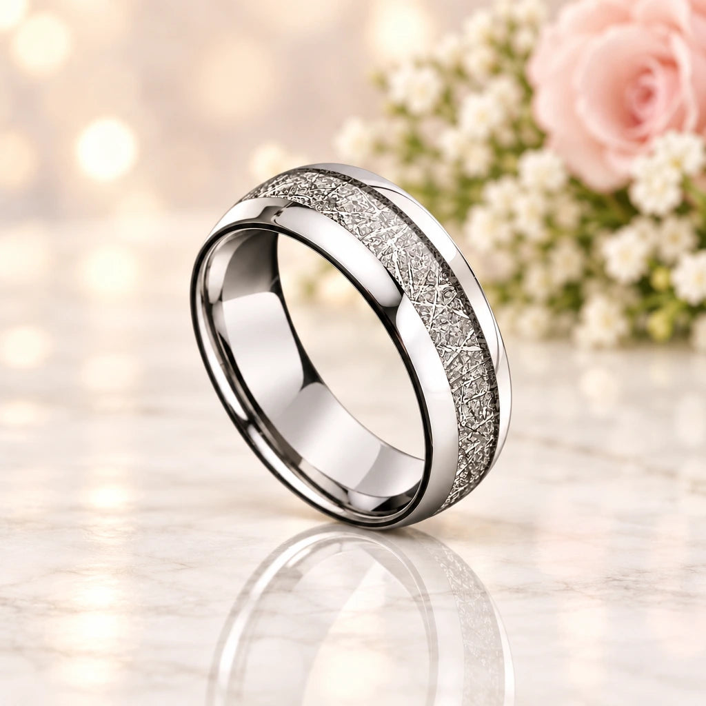 8mm Men's Wedding Band with Meteorite Inlay-Black Diamonds New York