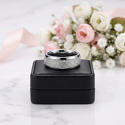 8mm Meteorite Tungsten Carbide Wedding Band-Black Diamonds New York