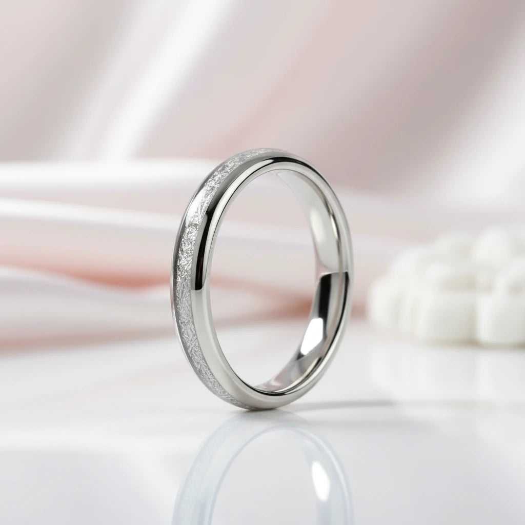 8mm Meteorite Tungsten Carbide Wedding Band-Black Diamonds New York