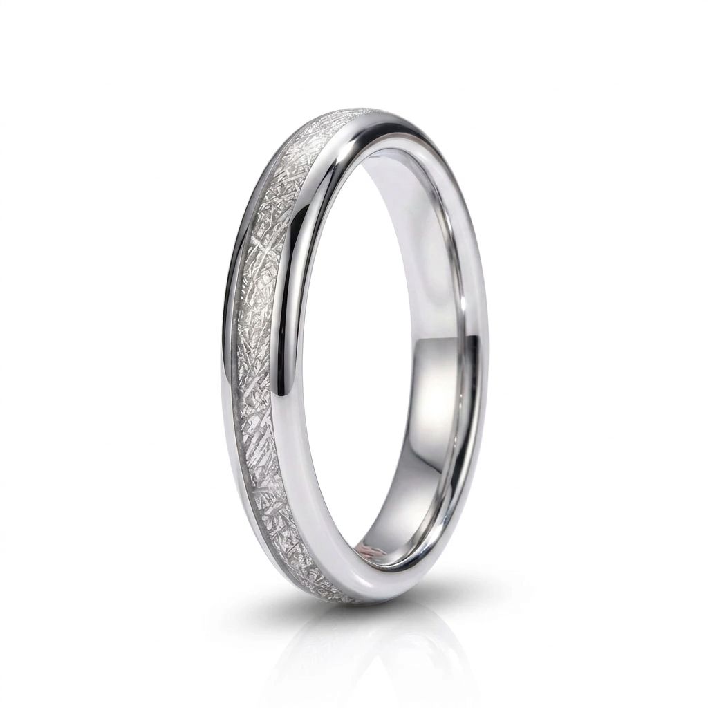 8mm Meteorite Tungsten Carbide Wedding Band-Black Diamonds New York
