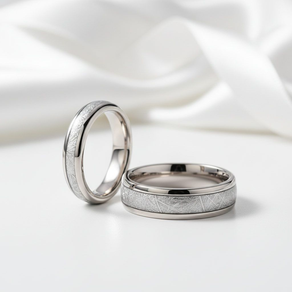 8mm Meteorite Tungsten Carbide Wedding Band-Black Diamonds New York