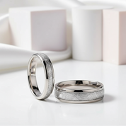 8mm Meteorite Tungsten Carbide Wedding Band-Black Diamonds New York