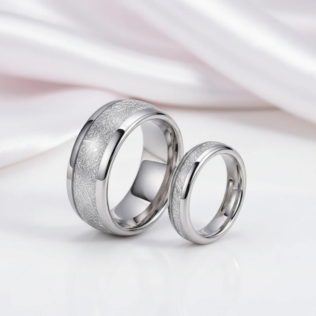 8mm Meteorite Tungsten Carbide Wedding Band-Black Diamonds New York