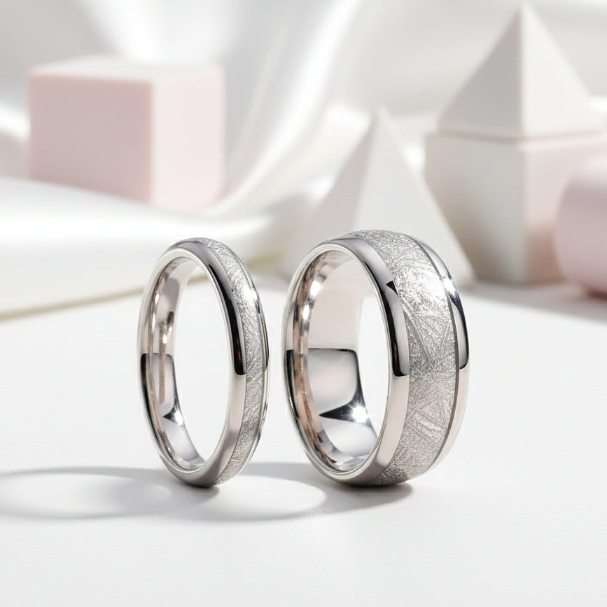 8mm Meteorite Tungsten Carbide Wedding Band-Black Diamonds New York