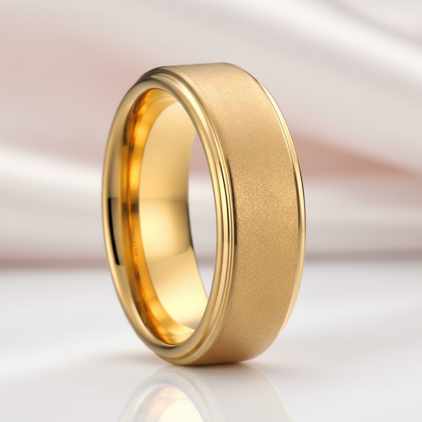 8mm Sandblasting Finish His & Hers Tungsten Wedding Band-Black Diamonds New York
