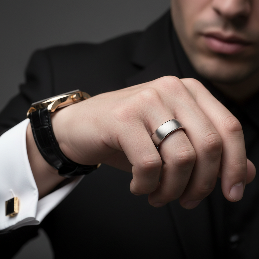 8mm Solid Red Brushed Dome Tungsten Carbide Men's Wedding Band-Black Diamonds New York