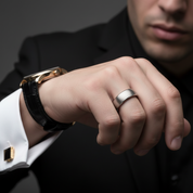 8mm Solid Red Brushed Dome Tungsten Carbide Men's Wedding Band-Black Diamonds New York