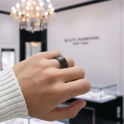 8mm Tungsten Carbide Wedding Band with Engraved Deer-Black Diamonds New York