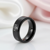 8mm Tungsten Carbide Wedding Band with Engraved Deer-Black Diamonds New York