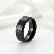 8mm Tungsten Carbide Wedding Band with Engraved Deer-Black Diamonds New York