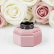 8mm Tungsten Carbide Wedding Band with Engraved Deer-Black Diamonds New York