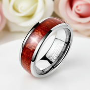 8mm Tungsten Carbide with Wood Inlay Men's Wedding Band-Black Diamonds New York