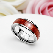 8mm Tungsten Carbide with Wood Inlay Men's Wedding Band-Black Diamonds New York
