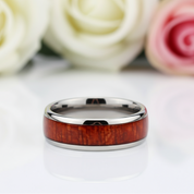 8mm Tungsten Carbide with Wood Inlay Men's Wedding Band-Black Diamonds New York