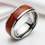 8mm Tungsten Carbide with Wood Inlay Men's Wedding Band-Black Diamonds New York