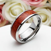 8mm Tungsten Carbide with Wood Inlay Men's Wedding Band-Black Diamonds New York