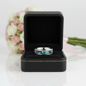 8mm Tungsten Wedding Band with Abalone Shell-Black Diamonds New York