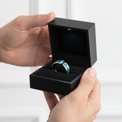8mm Tungsten Wedding Band with Abalone Shell-Black Diamonds New York