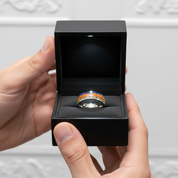 8mm Tungsten Wood & Opal Men's Wedding Band-Black Diamonds New York