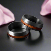 8mm Wide Carbon Fiber Ring Inlaid Veneer Men's Wedding Band-Black Diamonds New York