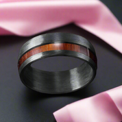 8mm Wide Carbon Fiber Ring Inlaid Veneer Men's Wedding Band-Black Diamonds New York