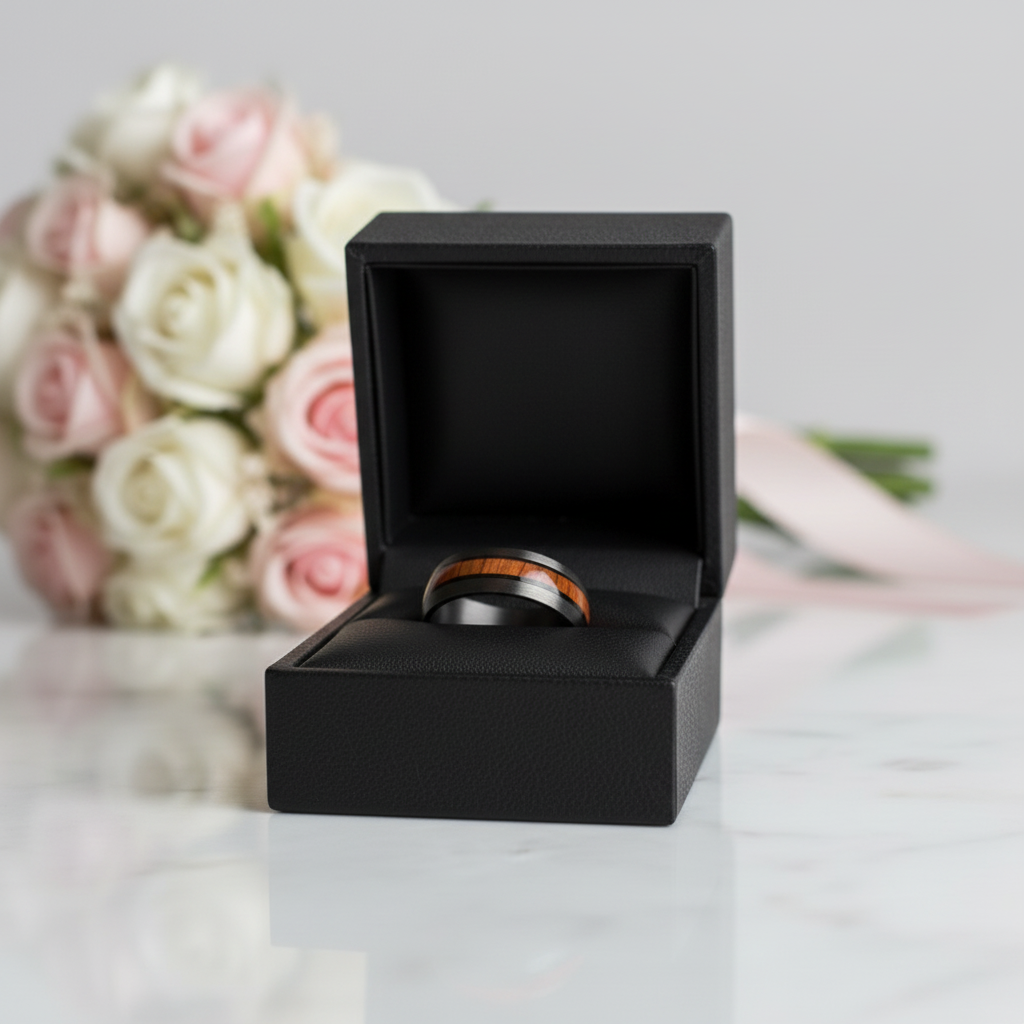 8mm Wide Carbon Fiber Ring Inlaid Veneer Men's Wedding Band-Black Diamonds New York