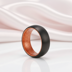 8mm Wooden Inlay & Black Surface Tungsten Carbide Ring