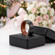 8mm Wooden Inlay & Black Surface Tungsten Carbide Ring-Black Diamonds New York