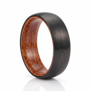 8mm Wooden Inlay & Black Surface Tungsten Carbide Ring-Black Diamonds New York