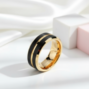 8mm Black and Gold Tungsten Men's Wedding Band-Black Diamonds New York