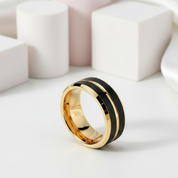 8mm Black and Gold Tungsten Men's Wedding Band-Black Diamonds New York