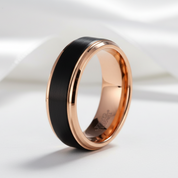 8mm Black and Rose Gold Tungsten Carbide Men's Wedding Ring-Black Diamonds New York