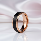 8mm Black and Rose Gold Tungsten Carbide Men's Wedding Ring-Black Diamonds New York
