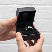 8mm Brushed Finish and Black Center Beveled Edge Ring Band-Black Diamonds New York