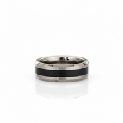 8mm Brushed Finish and Black Center Beveled Edge Ring Band-Black Diamonds New York