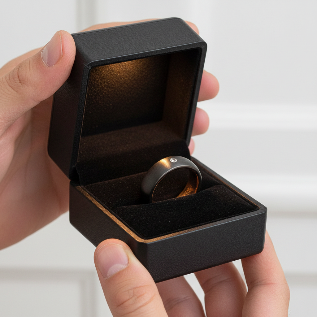 8mm Diamond Option Black Tungsten Wedding Band with Rose Gold Inner Band-Black Diamonds New York