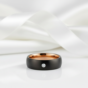 8mm Diamond Black Tungsten Wedding Band with Rose Gold Inner Band-Black Diamonds New York