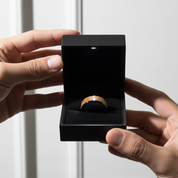 8mm Domed Tungsten Men's Wedding Band with Oak Wood Inlay-Black Diamonds New York