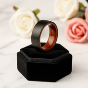 8mm Pure Carbon Fiber Wood Sleeve Ring Band-Black Diamonds New York