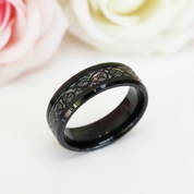 8mm Tungsten Wedding Band with Celtic Dragon Inlay-Black Diamonds New York