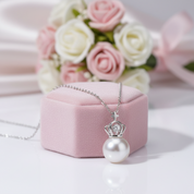 Freshwater Pearl Crown Pendant Necklace-Black Diamonds New York