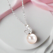 Freshwater Pearl Crown Pendant Necklace-Black Diamonds New York