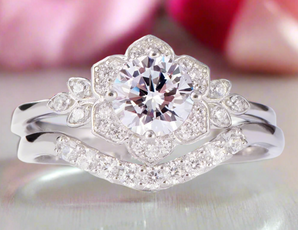 925 Sterling Silver 0.7ct Diamond Stacking Diamond Ring Set-Black Diamonds New York