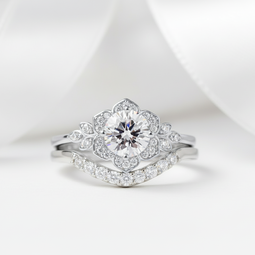 925 Sterling Silver 0.7ct Diamond Stacking Diamond Ring Set-Black Diamonds New York