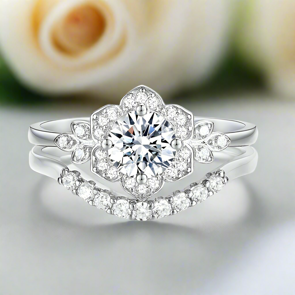 925 Sterling Silver 0.7ct Diamond Stacking Diamond Ring Set-Black Diamonds New York