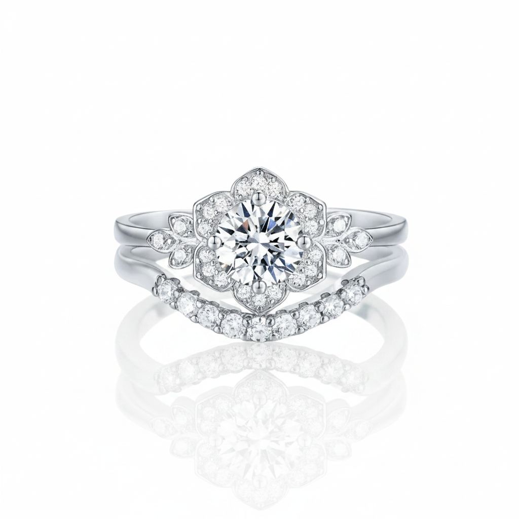 925 Sterling Silver 0.7ct Diamond Option Stacking Diamond Option Ring Set-Black Diamonds New York